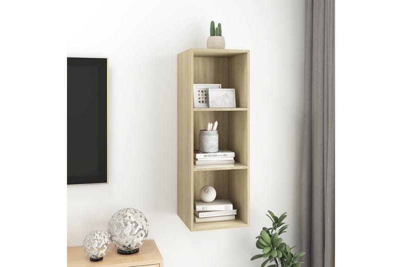 Vegghengt TV-benk sonoma eik 37x37x107 cm sponplate - Brun - Møbler - Mediamøbel & tv møbel - TV-benk & mediabenk