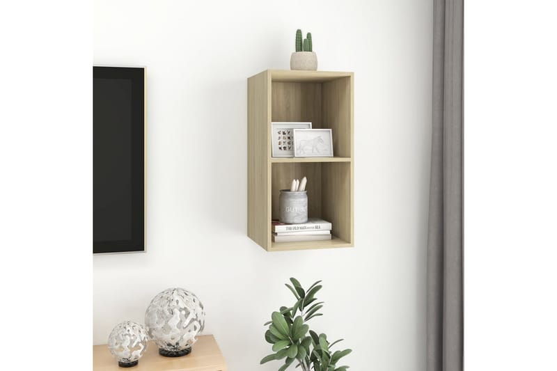 Vegghengt TV-benk sonoma eik 37x37x72 cm sponplate - Brun - Møbler - Mediamøbel & tv møbel - TV-benk & mediabenk