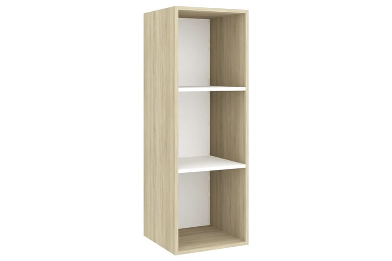 Vegghengt TV-benk sonoma eik og hvit 37x37x107 cm sponplate - Beige - Møbler - Mediamøbel & tv møbel - TV-benk & mediabenk
