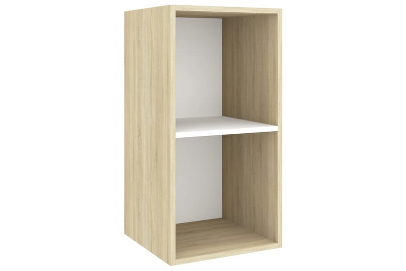Vegghengt TV-benk sonoma eik og hvit 37x37x72 cm sponplate - Beige - Møbler - Mediamøbel & tv møbel - TV-benk & mediabenk