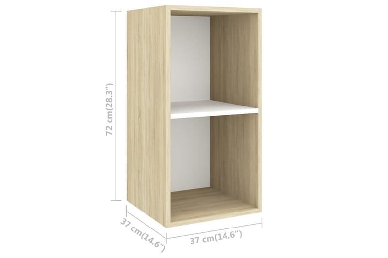Vegghengt TV-benk sonoma eik og hvit 37x37x72 cm sponplate - Beige - Møbler - Mediamøbel & tv møbel - TV-benk & mediabenk