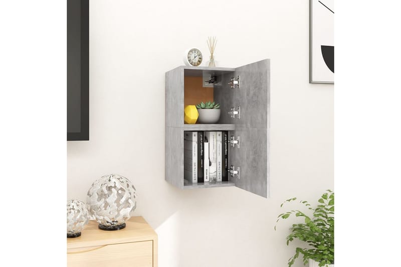 Vegghengte TV-benker 2 stk betonggrå 30,5x30x30 cm - Grå - Møbler - Mediamøbel & tv møbel - TV-benk & mediabenk