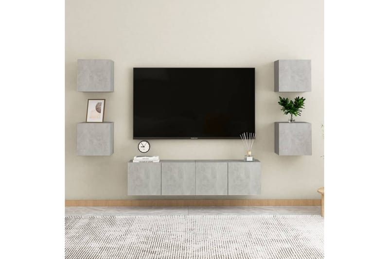 Vegghengte TV-benker 2 stk betonggrå 30,5x30x30 cm - Grå - Møbler - Mediamøbel & tv møbel - TV-benk & mediabenk