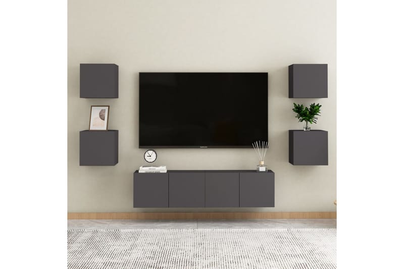 Vegghengte TV-benker 2 stk grå 30,5x30x30 cm - Grå - TV-benk & mediabenk