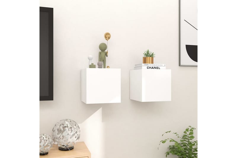 Vegghengte TV-benker 2 stk hvit 30,5x30x30 cm - Hvit - Møbler - Mediamøbel & tv møbel - TV-benk & mediabenk