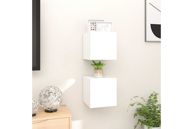 Vegghengte TV-benker 2 stk hvit 30,5x30x30 cm - Hvit - Møbler - Mediamøbel & tv møbel - TV-benk & mediabenk