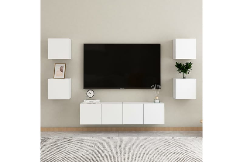 Vegghengte TV-benker 2 stk hvit 30,5x30x30 cm - Hvit - TV-benk & mediabenk