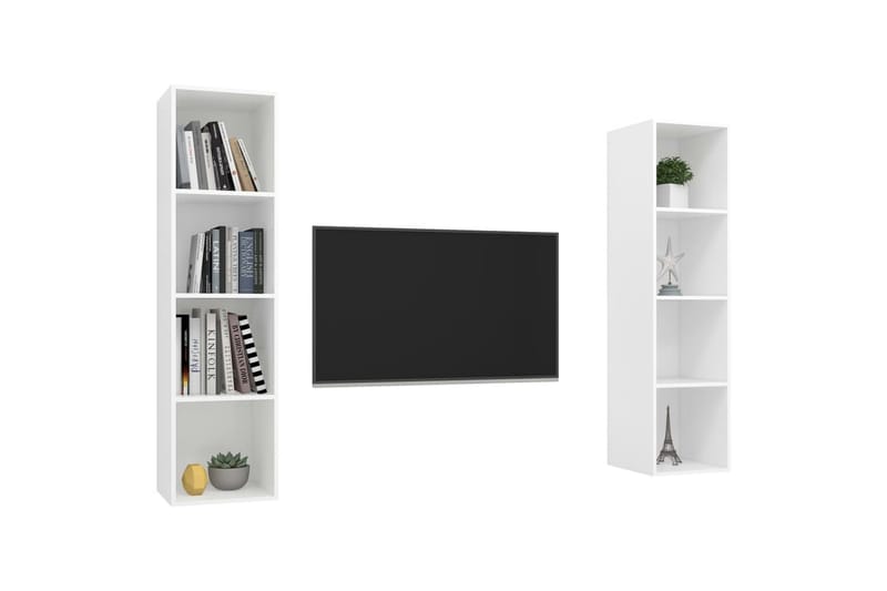 Vegghengte TV-benker 2 stk hvit sponplate - Hvit - Møbler - Mediamøbel & tv møbel - TV-benk & mediabenk
