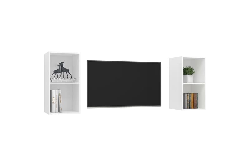 Vegghengte TV-benker 2 stk hvit sponplate - Hvit - Møbler - Mediamøbel & tv møbel - TV-benk & mediabenk