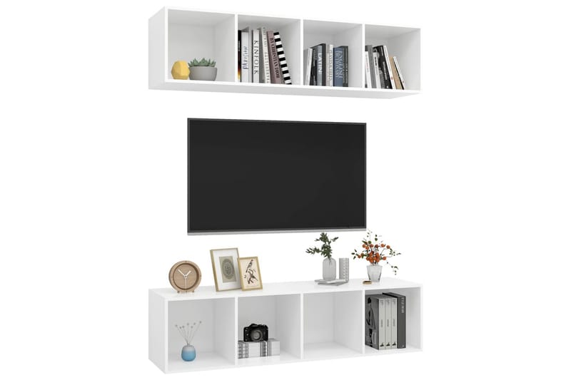 Vegghengte TV-benker 2 stk hvit sponplate - Hvit - Møbler - Mediamøbel & tv møbel - TV-benk & mediabenk