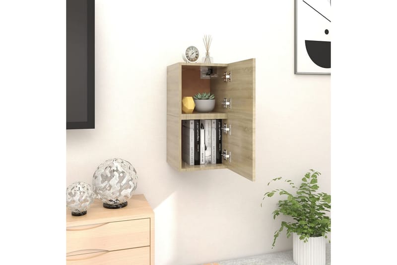 Vegghengte TV-benker 2 stk sonoma eik 30,5x30x30 cm - Brun - Møbler - Mediamøbel & tv møbel - TV-benk & mediabenk