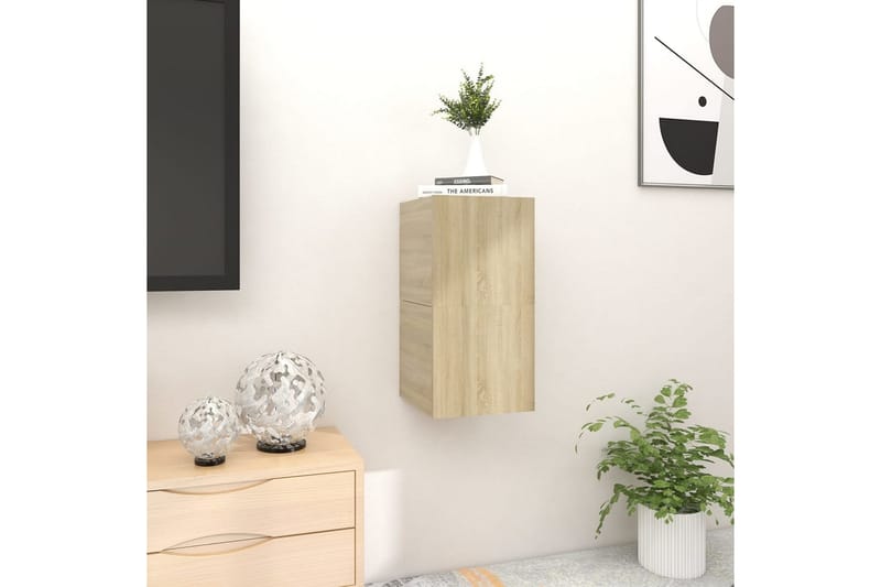 Vegghengte TV-benker 2 stk sonoma eik 30,5x30x30 cm - Brun - Møbler - Mediamøbel & tv møbel - TV-benk & mediabenk
