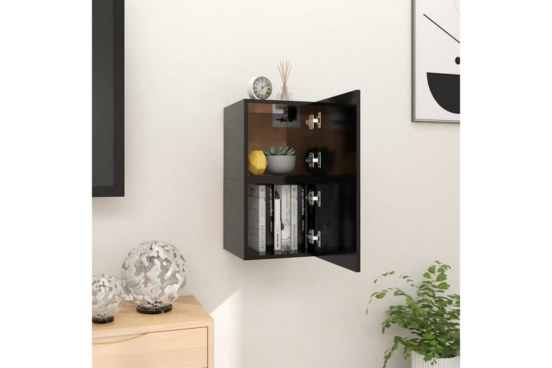 Vegghengte TV-benker 2 stk svart 30,5x30x30 cm - Svart - Møbler - Mediamøbel & tv møbel - TV-benk & mediabenk
