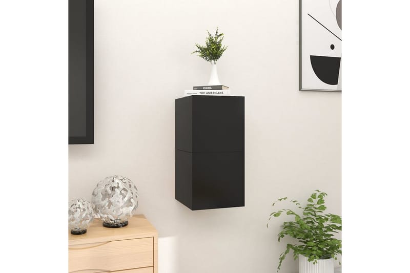 Vegghengte TV-benker 2 stk svart 30,5x30x30 cm - Svart - Møbler - Mediamøbel & tv møbel - TV-benk & mediabenk