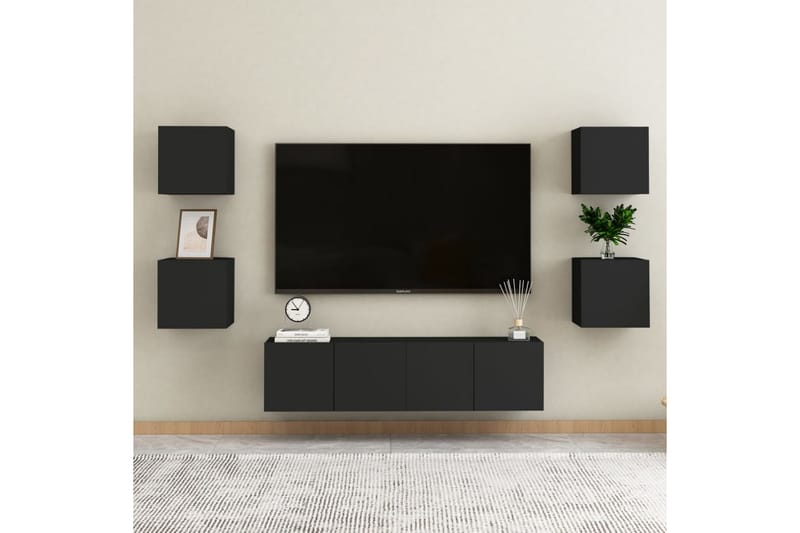 Vegghengte TV-benker 2 stk svart 30,5x30x30 cm - Svart - TV-benk & mediabenk
