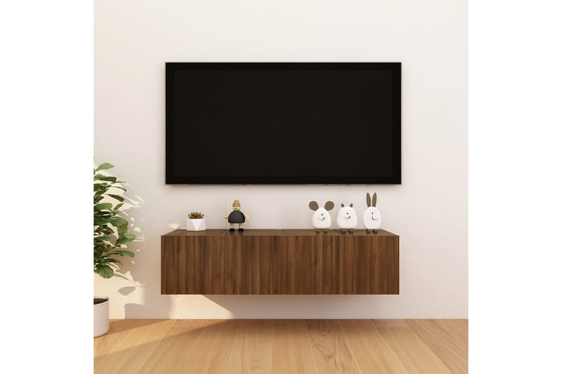 Vegghengte TV-benker 4 stk brun eik 30,5x30x30 cm - Brun - TV-benk & mediabenk