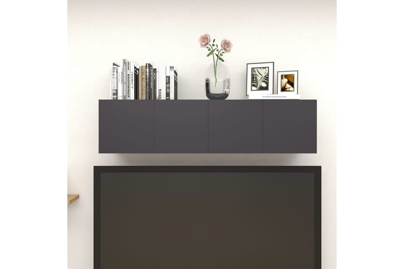 Vegghengte TV-benker 4 stk grå 30,5x30x30 cm - Grå - TV-benk & mediabenk