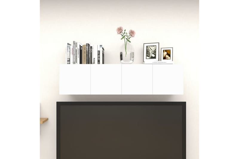 Vegghengte TV-benker 4 stk hvit og sonoma eik 30,5x30x30 cm - Beige - TV-benk & mediabenk