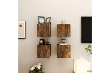 Vegghengte TV-benker 4 stk røkt eik 30,5x30x30 cm - Brun - Møbler - Mediamøbel & tv møbel - TV-benk & mediabenk