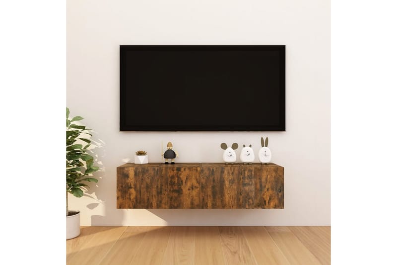 Vegghengte TV-benker 4 stk røkt eik 30,5x30x30 cm - Brun - Møbler - Mediamøbel & tv møbel - TV-benk & mediabenk