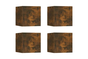 Vegghengte TV-benker 4 stk røkt eik 30,5x30x30 cm - Brun - Møbler - Mediamøbel & tv møbel - TV-benk & mediabenk