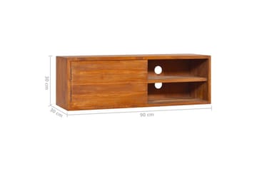 Veggmontert TV-benk 90x30x30 cm heltre teak - Brun - Møbler - Mediamøbel & tv møbel - TV-benk & mediabenk