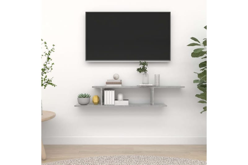 Veggmontert TV-hylle betonggrå 125x18x23 cm sponplate - Grå - Møbler - Mediamøbel & tv møbel - TV-benk & mediabenk