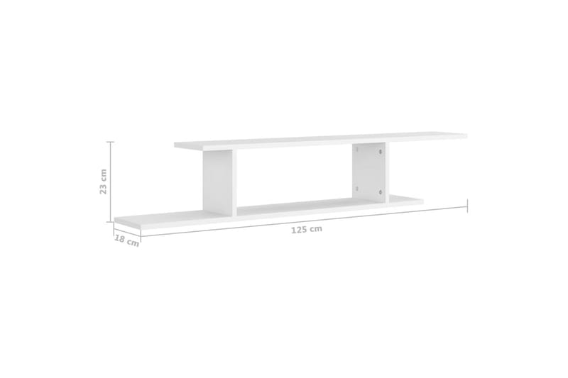 Veggmontert TV-hylle hvit 125x18x23 cm sponplate - Hvit - Møbler - Mediamøbel & tv møbel - TV-benk & mediabenk