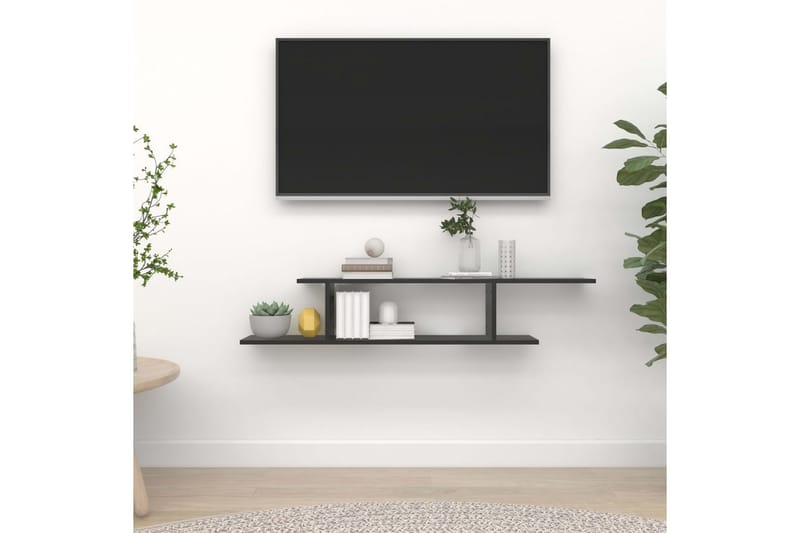 Veggmontert TV-hylle svart 125x18x23 cm sponplate - Svart - Møbler - Mediamøbel & tv møbel - TV-benk & mediabenk