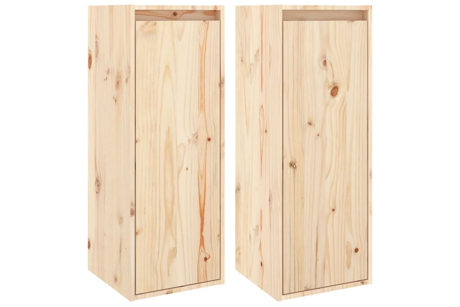 Veggskap 2 stk 30x30x80 cm heltre furu - Brun - Møbler - Mediamøbel & tv møbel - TV-benk & mediabenk