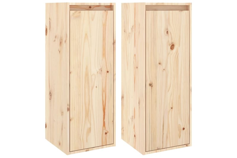 Veggskap 2 stk 30x30x80 cm heltre furu - Brun - Møbler - Mediamøbel & tv møbel - TV-benk & mediabenk