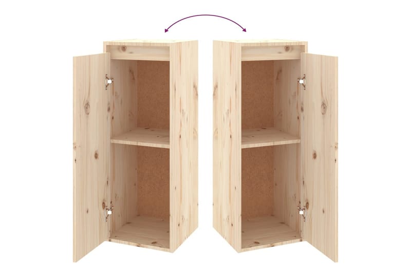 Veggskap 2 stk 30x30x80 cm heltre furu - Brun - Møbler - Mediamøbel & tv møbel - TV-benk & mediabenk