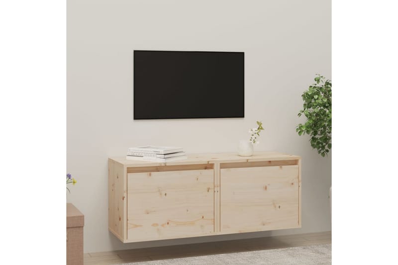 Veggskap 2 stk 45x30x35 cm heltre furu - Brun - Møbler - Mediamøbel & tv møbel - TV-benk & mediabenk