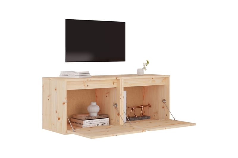 Veggskap 2 stk 45x30x35 cm heltre furu - Brun - Møbler - Mediamøbel & tv møbel - TV-benk & mediabenk