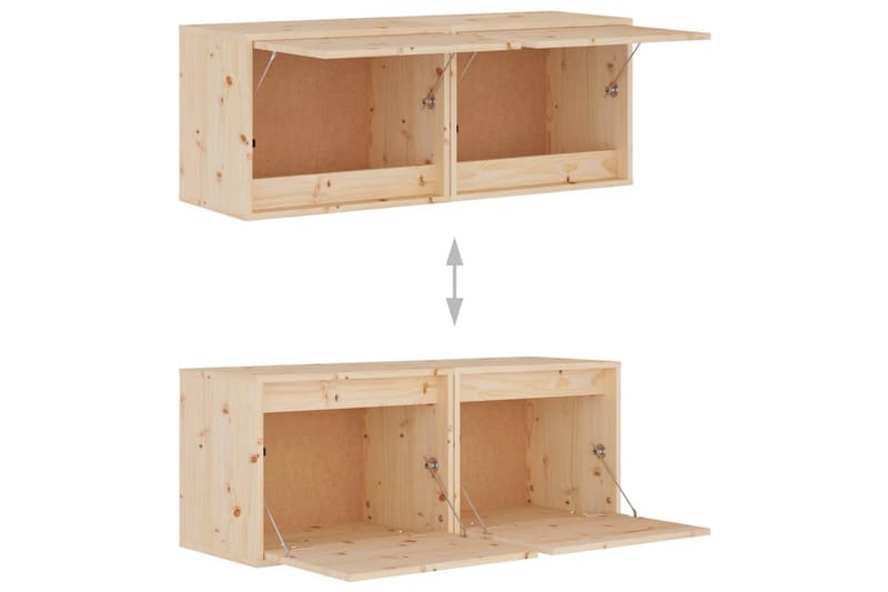 Veggskap 2 stk 45x30x35 cm heltre furu - Brun - Møbler - Mediamøbel & tv møbel - TV-benk & mediabenk