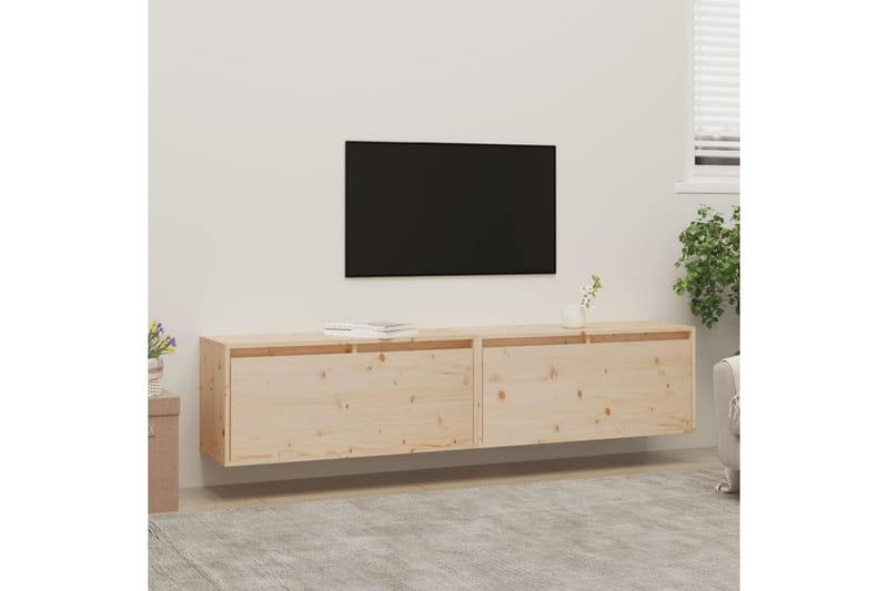 Veggskap 2 stk 80x30x35 cm heltre furu - Brun - Møbler - Mediamøbel & tv møbel - TV-benk & mediabenk
