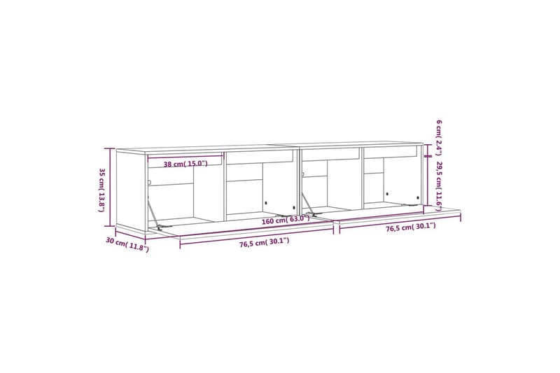 Veggskap 2 stk 80x30x35 cm heltre furu - Brun - Møbler - Mediamøbel & tv møbel - TV-benk & mediabenk