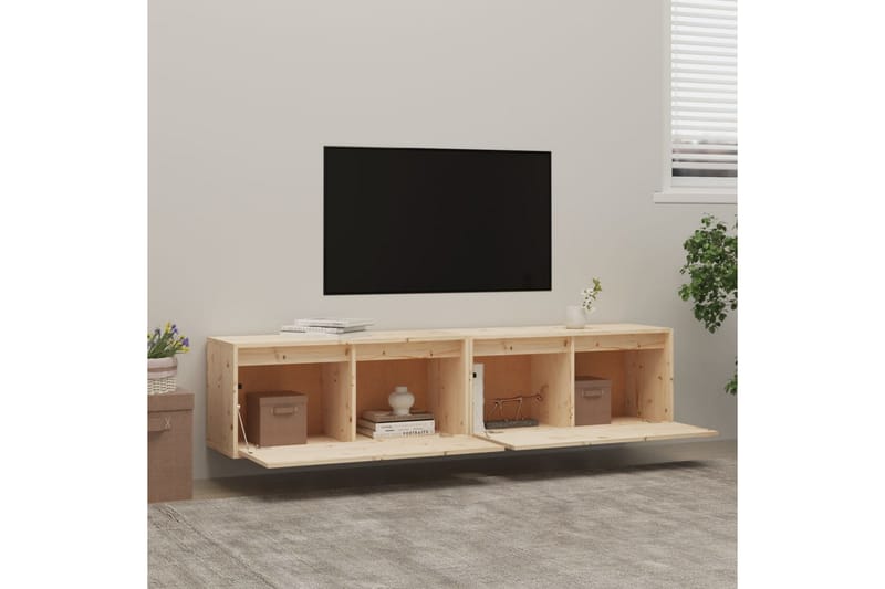 Veggskap 2 stk 80x30x35 cm heltre furu - Brun - Møbler - Mediamøbel & tv møbel - TV-benk & mediabenk