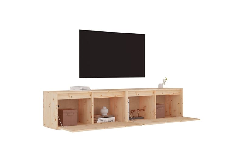 Veggskap 2 stk 80x30x35 cm heltre furu - Brun - Møbler - Mediamøbel & tv møbel - TV-benk & mediabenk