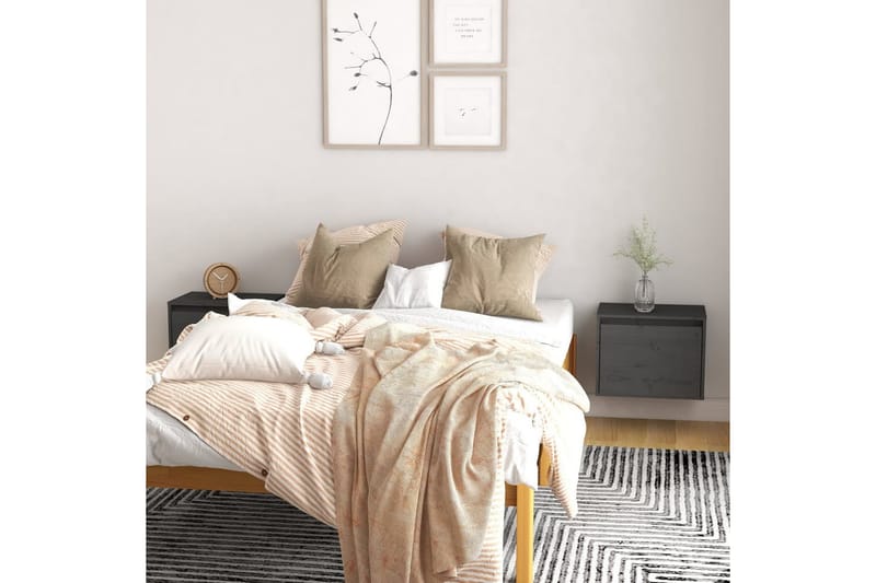 Veggskap 2 stk grå 45x30x35 cm heltre furu - Grå - Møbler - Mediamøbel & tv møbel - TV-benk & mediabenk