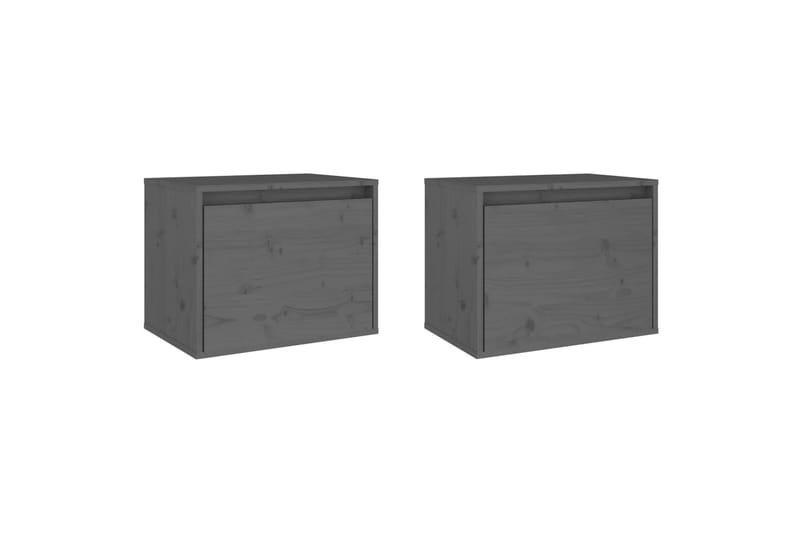 Veggskap 2 stk grå 45x30x35 cm heltre furu - Grå - Møbler - Mediamøbel & tv møbel - TV-benk & mediabenk