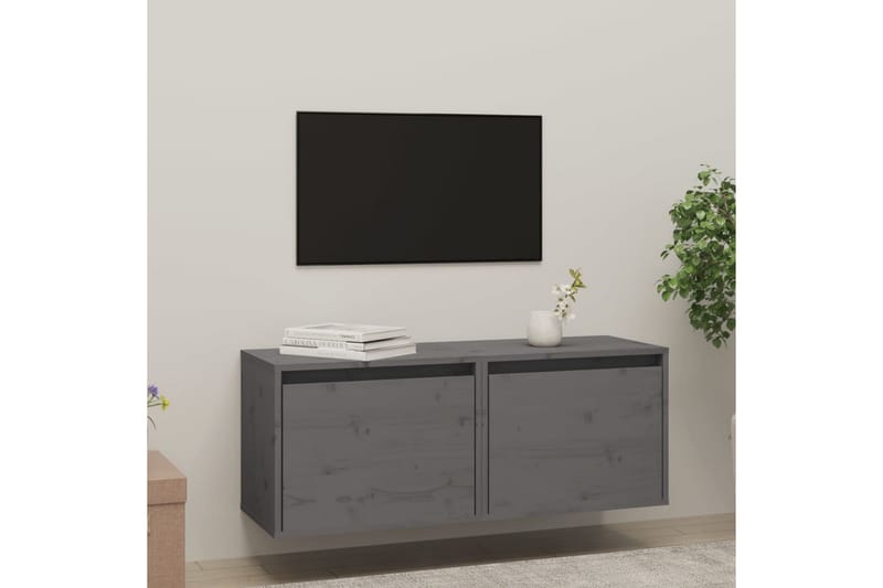 Veggskap 2 stk grå 45x30x35 cm heltre furu - Grå - Møbler - Mediamøbel & tv møbel - TV-benk & mediabenk