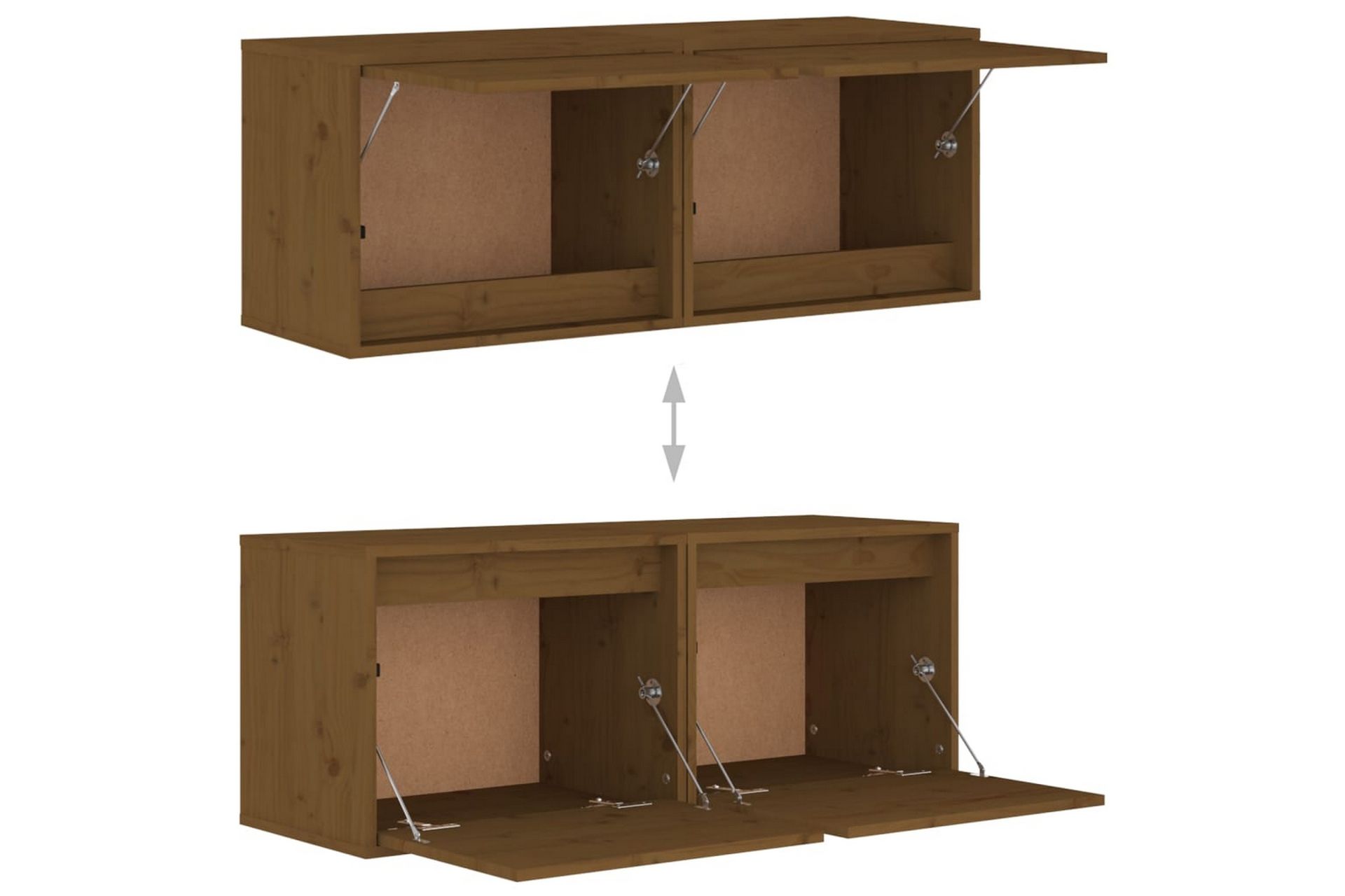 Veggskap 2 stk honningbrun 45x30x35 cm heltre furu - Brun - Møbler - Mediamøbel & tv møbel - TV-benk & mediabenk