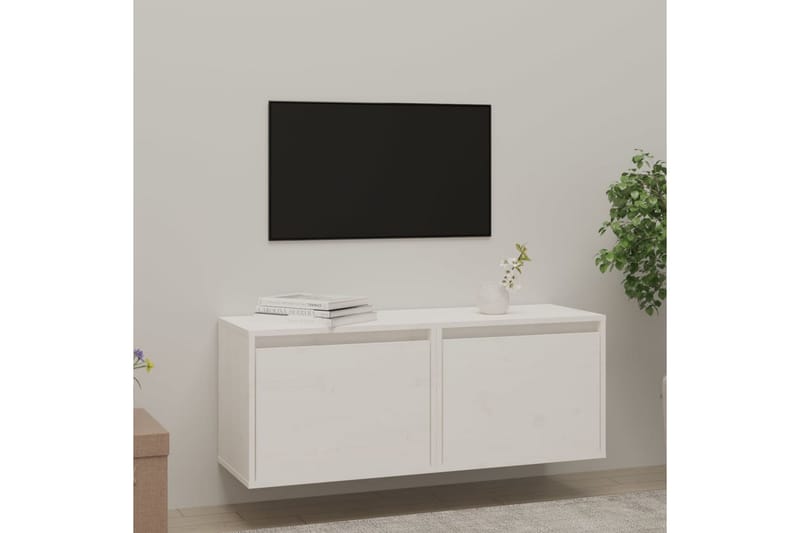 Veggskap 2 stk hvit 45x30x35 cm heltre furu - Hvit - TV-benk & mediabenk