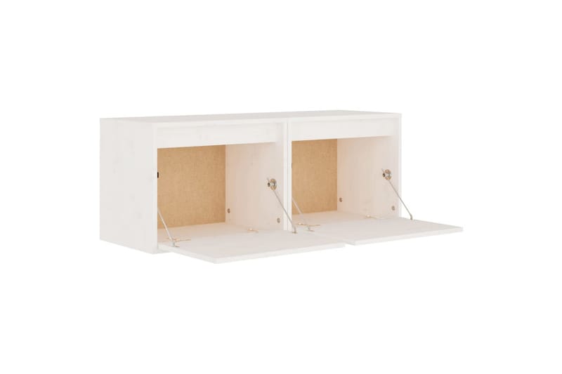 Veggskap 2 stk hvit 45x30x35 cm heltre furu - Hvit - TV-benk & mediabenk