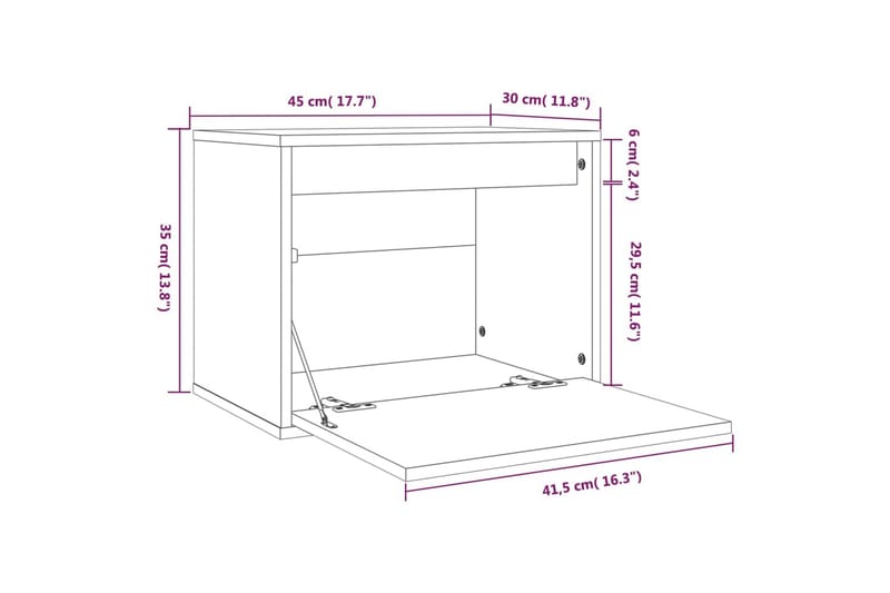 Veggskap 45x30x35 cm heltre furu - Brun - TV-benk & mediabenk