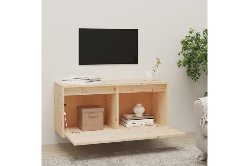 Veggskap 80x30x35 cm heltre furu - Brun - TV-benk & mediabenk