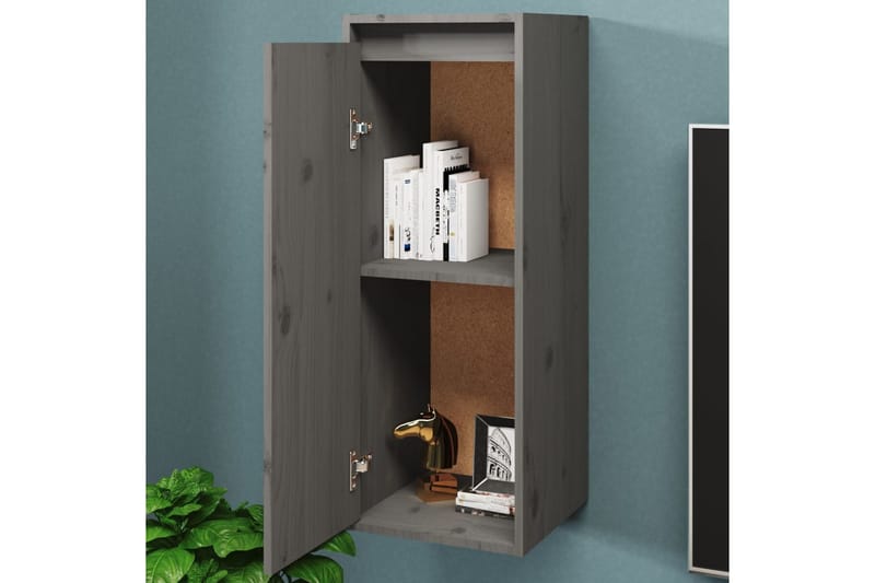 Veggskap grå 30x30x80 cm heltre furu - Grå - Møbler - Mediamøbel & tv møbel - TV-benk & mediabenk