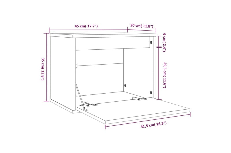 Veggskap hvit 45x30x35 cm heltre furu - Hvit - Møbler - Mediamøbel & tv møbel - TV-benk & mediabenk