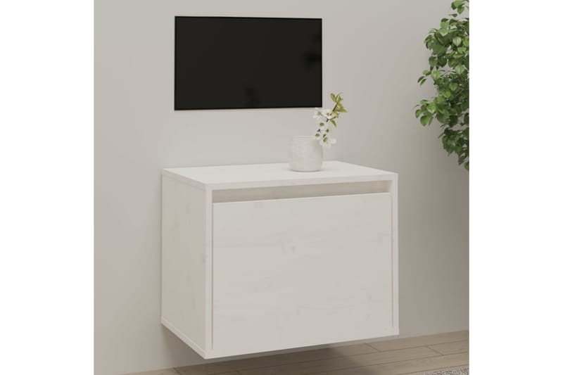 Veggskap hvit 45x30x35 cm heltre furu - Hvit - TV-benk & mediabenk